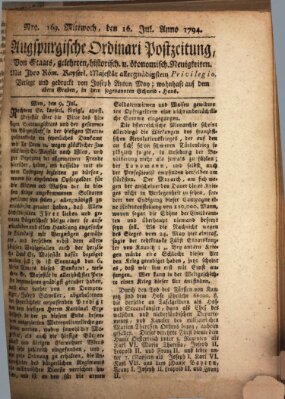 Augsburgische Ordinari Postzeitung von Staats-, gelehrten, historisch- u. ökonomischen Neuigkeiten (Augsburger Postzeitung) Mittwoch 16. Juli 1794