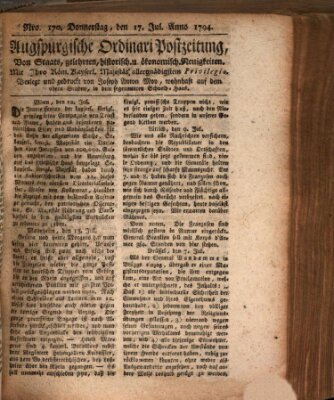 Augsburgische Ordinari Postzeitung von Staats-, gelehrten, historisch- u. ökonomischen Neuigkeiten (Augsburger Postzeitung) Donnerstag 17. Juli 1794