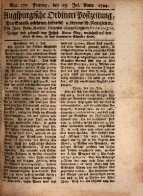 Augsburgische Ordinari Postzeitung von Staats-, gelehrten, historisch- u. ökonomischen Neuigkeiten (Augsburger Postzeitung) Freitag 25. Juli 1794