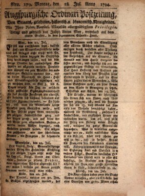 Augsburgische Ordinari Postzeitung von Staats-, gelehrten, historisch- u. ökonomischen Neuigkeiten (Augsburger Postzeitung) Montag 28. Juli 1794