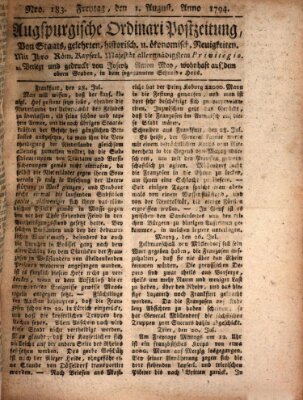 Augsburgische Ordinari Postzeitung von Staats-, gelehrten, historisch- u. ökonomischen Neuigkeiten (Augsburger Postzeitung) Freitag 1. August 1794