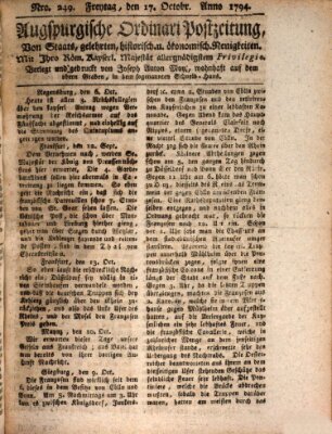 Augsburgische Ordinari Postzeitung von Staats-, gelehrten, historisch- u. ökonomischen Neuigkeiten (Augsburger Postzeitung) Freitag 17. Oktober 1794