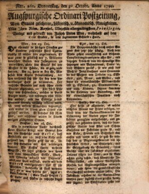 Augsburgische Ordinari Postzeitung von Staats-, gelehrten, historisch- u. ökonomischen Neuigkeiten (Augsburger Postzeitung) Donnerstag 30. Oktober 1794