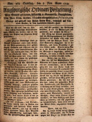 Augsburgische Ordinari Postzeitung von Staats-, gelehrten, historisch- u. ökonomischen Neuigkeiten (Augsburger Postzeitung) Samstag 8. November 1794