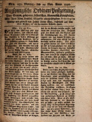 Augsburgische Ordinari Postzeitung von Staats-, gelehrten, historisch- u. ökonomischen Neuigkeiten (Augsburger Postzeitung) Montag 24. November 1794