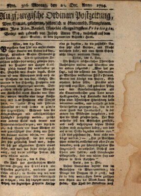 Augsburgische Ordinari Postzeitung von Staats-, gelehrten, historisch- u. ökonomischen Neuigkeiten (Augsburger Postzeitung) Sonntag 21. Dezember 1794