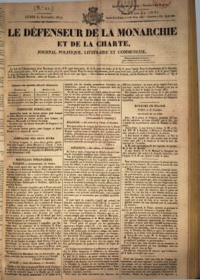 Le défenseur de la monarchie et de la charte Montag 30. November 1829