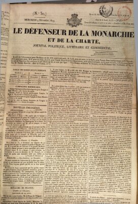 Le défenseur de la monarchie et de la charte Mittwoch 9. Dezember 1829