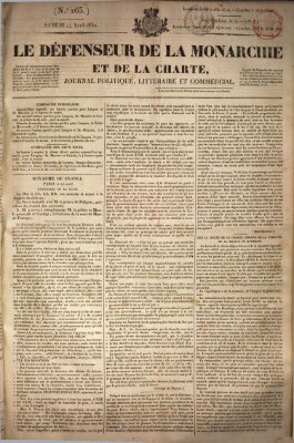 Le défenseur de la monarchie et de la charte Samstag 24. April 1830