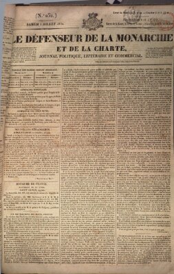 Le défenseur de la monarchie et de la charte Samstag 3. Juli 1830