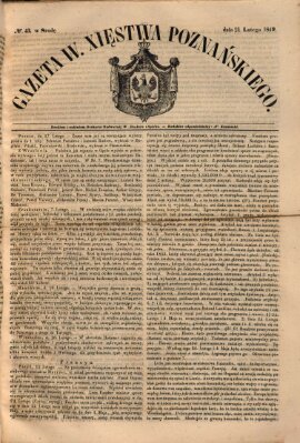 Gazeta Wielkiego Xięstwa Poznańskiego Mittwoch 21. Februar 1849