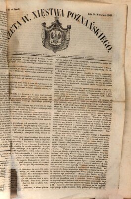 Gazeta Wielkiego Xięstwa Poznańskiego Mittwoch 18. April 1849