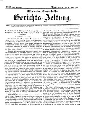 Allgemeine österreichische Gerichts-Zeitung Samstag 4. Januar 1862