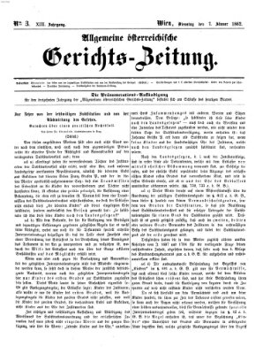 Allgemeine österreichische Gerichts-Zeitung Dienstag 7. Januar 1862