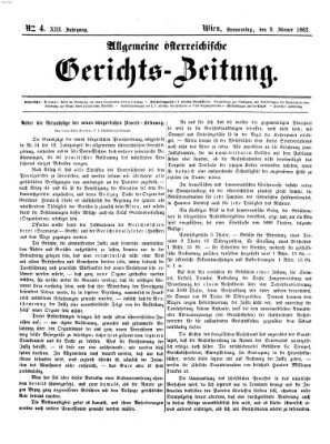 Allgemeine österreichische Gerichts-Zeitung Donnerstag 9. Januar 1862