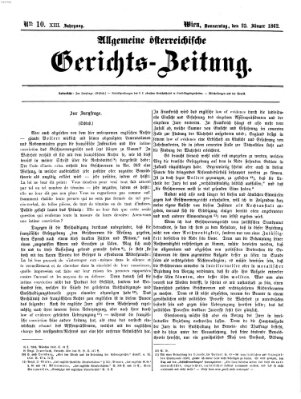 Allgemeine österreichische Gerichts-Zeitung Donnerstag 23. Januar 1862