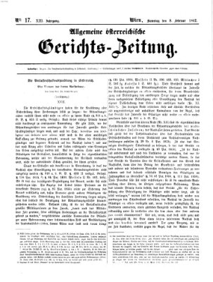 Allgemeine österreichische Gerichts-Zeitung Samstag 8. Februar 1862