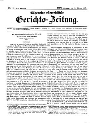 Allgemeine österreichische Gerichts-Zeitung Dienstag 11. Februar 1862