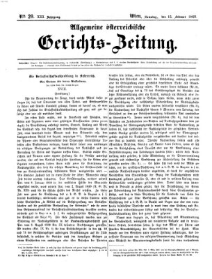 Allgemeine österreichische Gerichts-Zeitung Samstag 15. Februar 1862