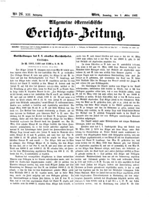 Allgemeine österreichische Gerichts-Zeitung Samstag 1. März 1862