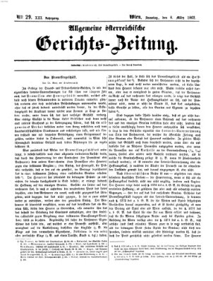 Allgemeine österreichische Gerichts-Zeitung Samstag 8. März 1862