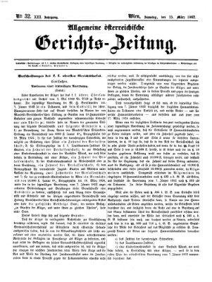 Allgemeine österreichische Gerichts-Zeitung Samstag 15. März 1862