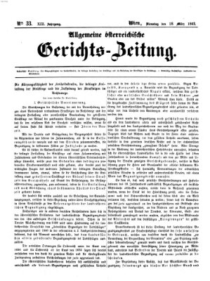 Allgemeine österreichische Gerichts-Zeitung Dienstag 18. März 1862