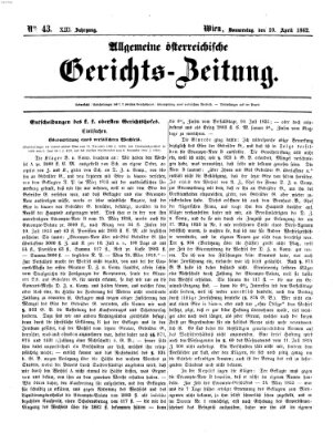 Allgemeine österreichische Gerichts-Zeitung Donnerstag 10. April 1862