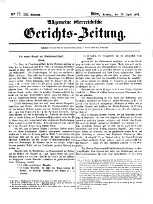 Allgemeine österreichische Gerichts-Zeitung Samstag 26. April 1862