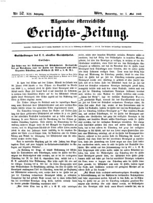 Allgemeine österreichische Gerichts-Zeitung Donnerstag 1. Mai 1862