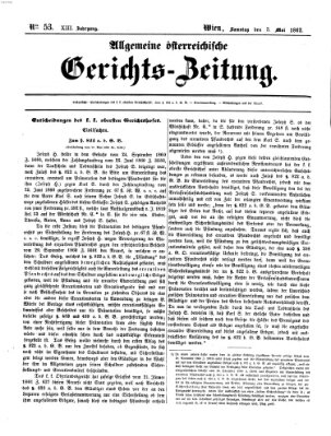 Allgemeine österreichische Gerichts-Zeitung Samstag 3. Mai 1862