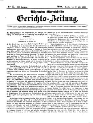 Allgemeine österreichische Gerichts-Zeitung Dienstag 13. Mai 1862