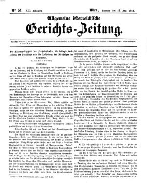 Allgemeine österreichische Gerichts-Zeitung Samstag 17. Mai 1862