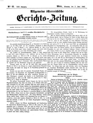 Allgemeine österreichische Gerichts-Zeitung Dienstag 3. Juni 1862