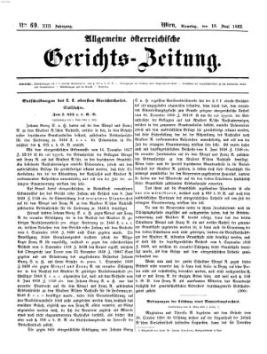 Allgemeine österreichische Gerichts-Zeitung Dienstag 10. Juni 1862