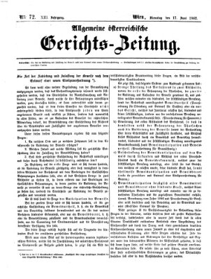 Allgemeine österreichische Gerichts-Zeitung Dienstag 17. Juni 1862