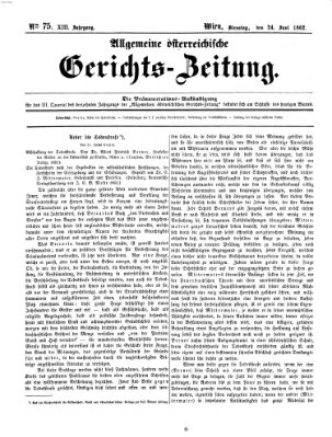 Allgemeine österreichische Gerichts-Zeitung Dienstag 24. Juni 1862