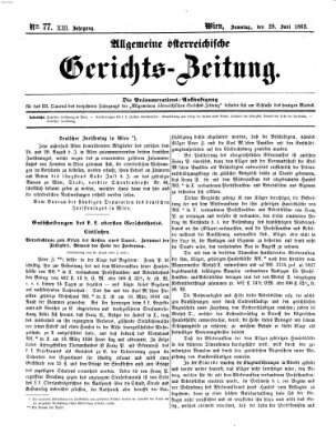 Allgemeine österreichische Gerichts-Zeitung Samstag 28. Juni 1862