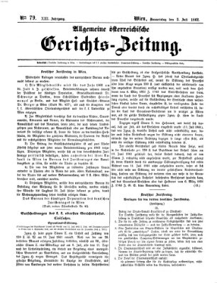 Allgemeine österreichische Gerichts-Zeitung Donnerstag 3. Juli 1862