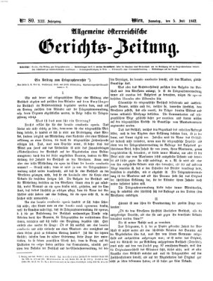 Allgemeine österreichische Gerichts-Zeitung Samstag 5. Juli 1862