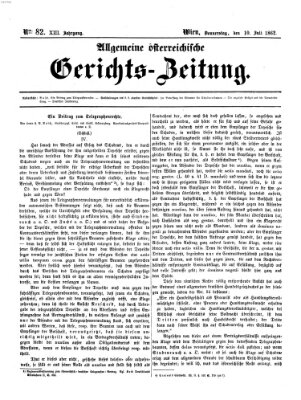 Allgemeine österreichische Gerichts-Zeitung Donnerstag 10. Juli 1862