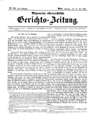 Allgemeine österreichische Gerichts-Zeitung Dienstag 15. Juli 1862