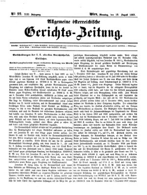 Allgemeine österreichische Gerichts-Zeitung Dienstag 19. August 1862