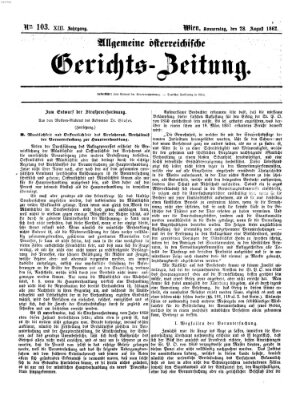 Allgemeine österreichische Gerichts-Zeitung Donnerstag 28. August 1862