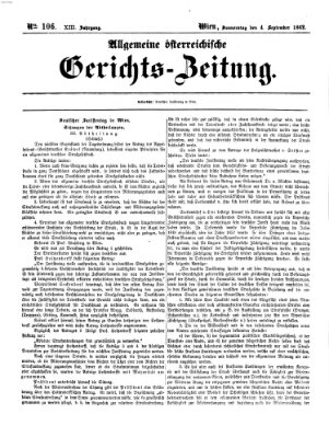 Allgemeine österreichische Gerichts-Zeitung Donnerstag 4. September 1862