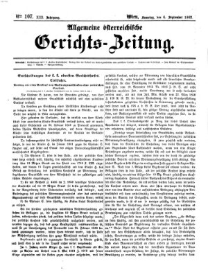 Allgemeine österreichische Gerichts-Zeitung Samstag 6. September 1862