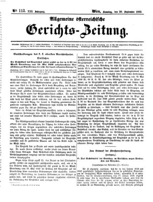 Allgemeine österreichische Gerichts-Zeitung Samstag 20. September 1862