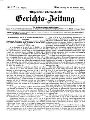 Allgemeine österreichische Gerichts-Zeitung Dienstag 30. September 1862