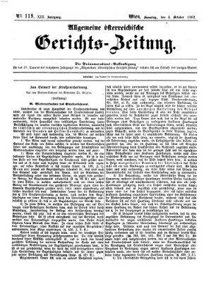 Allgemeine österreichische Gerichts-Zeitung Samstag 4. Oktober 1862