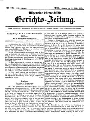 Allgemeine österreichische Gerichts-Zeitung Samstag 18. Oktober 1862